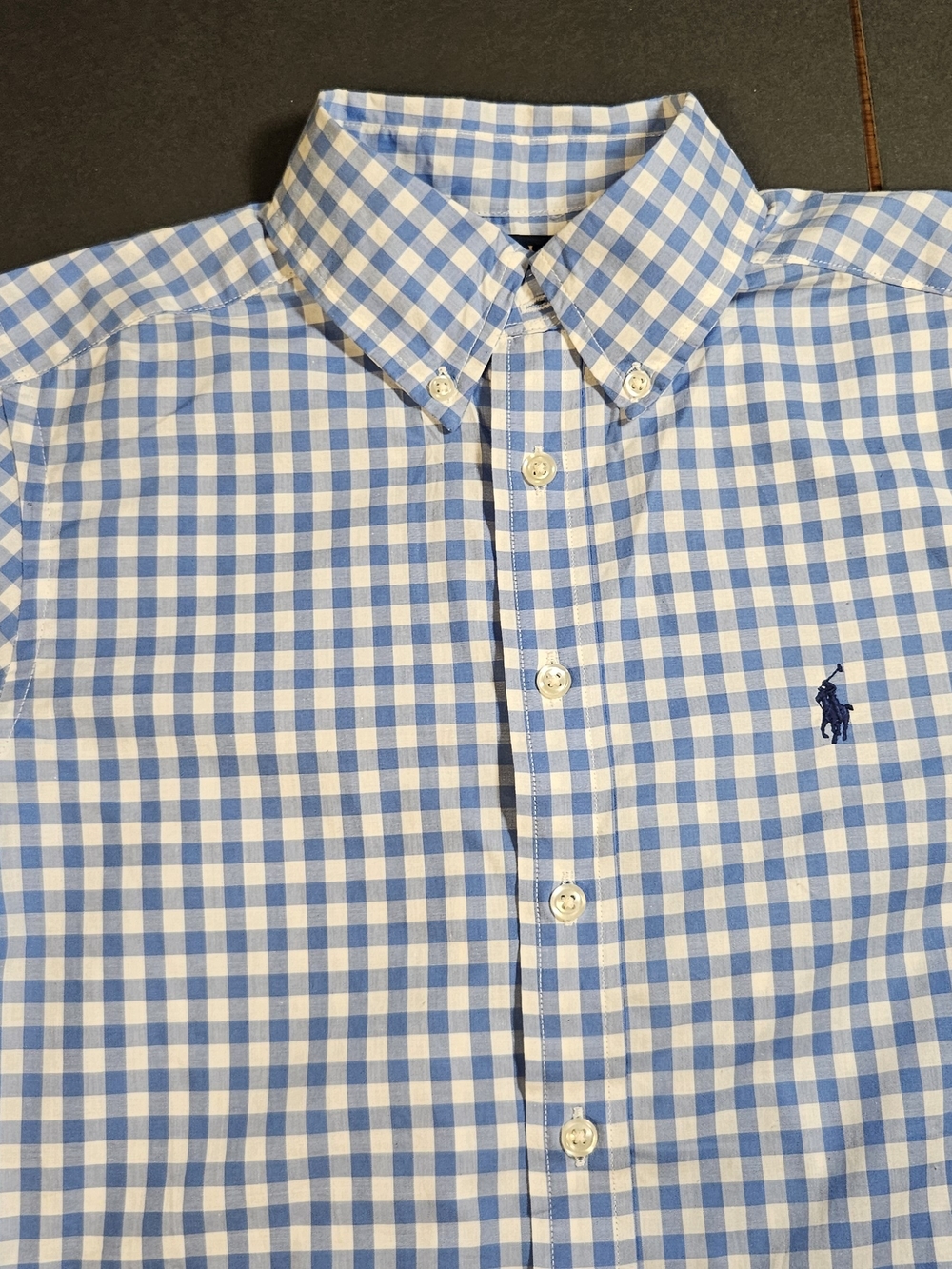Ralph Lauren Light Blue and White Gingham Button-Down Shirt